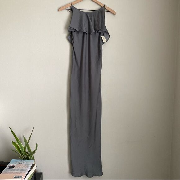 INTIMATELY FREE PEOPLE silver grey silky maxi dress NWT - Picture 1 of 6